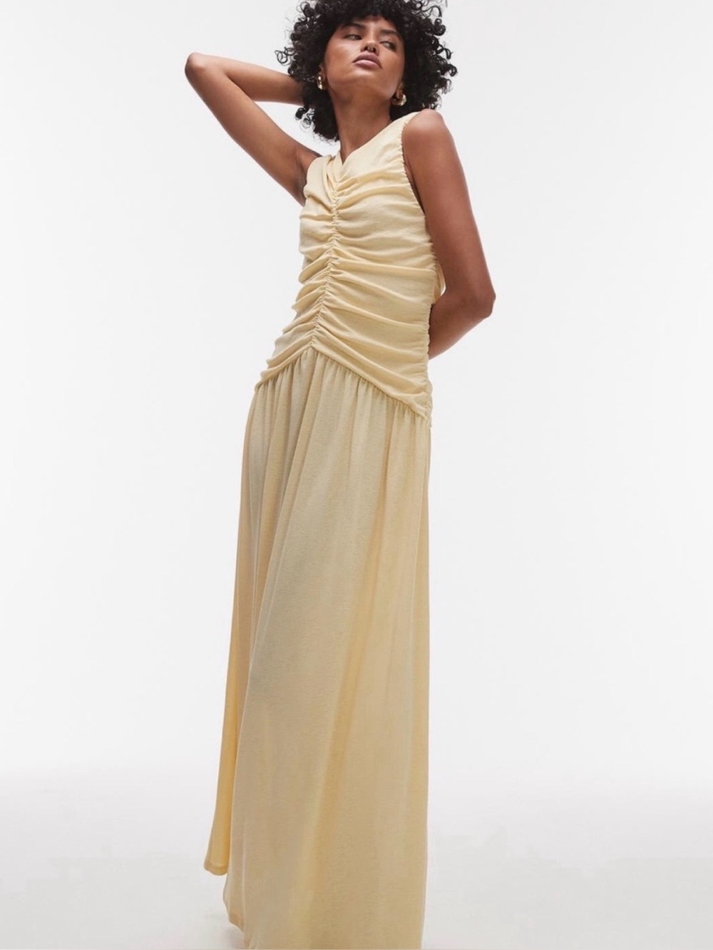 Topshop Ruched Sleeveless Maxi Dress